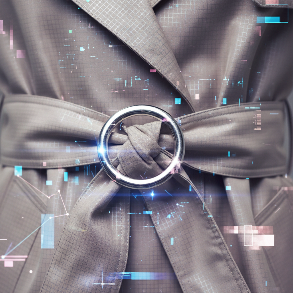 Крупный план D-образного кольца на поясе тренча