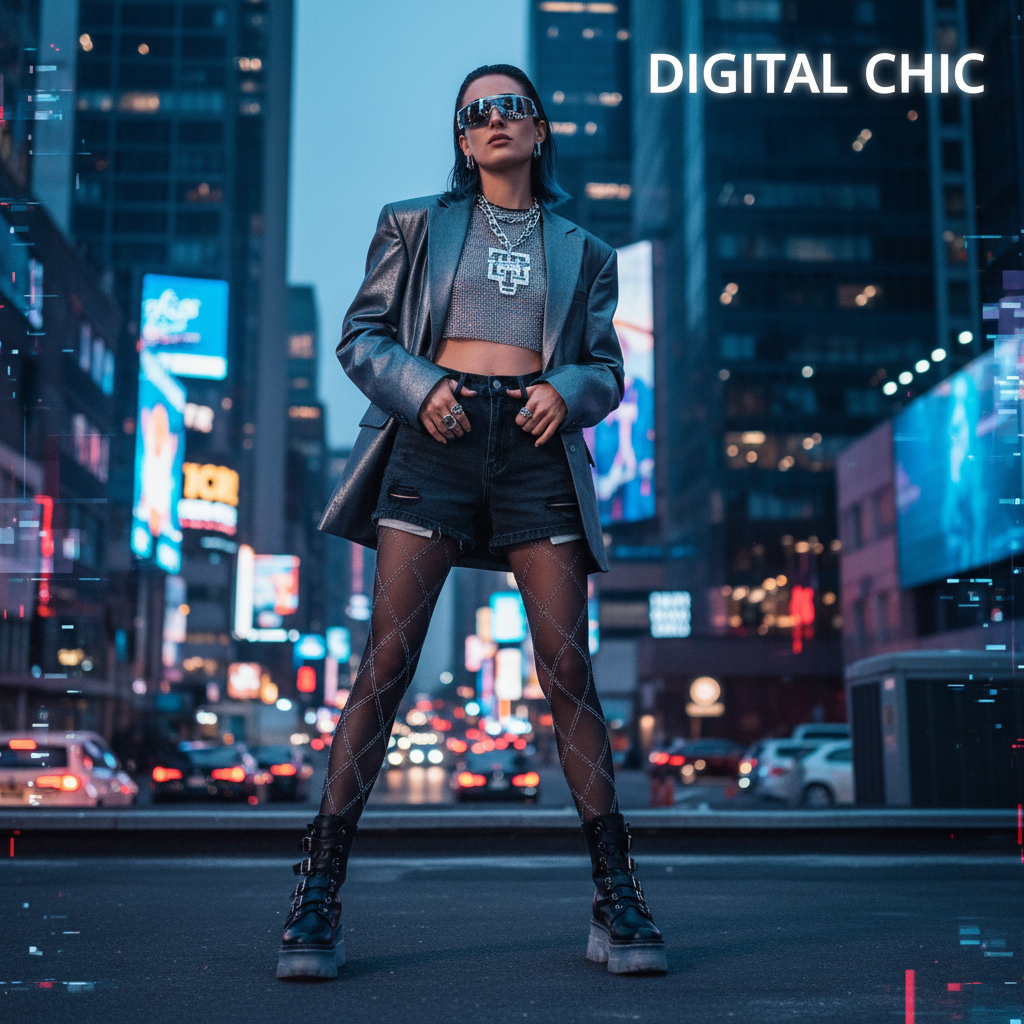 Модель в коротких шортах и плотных колготках