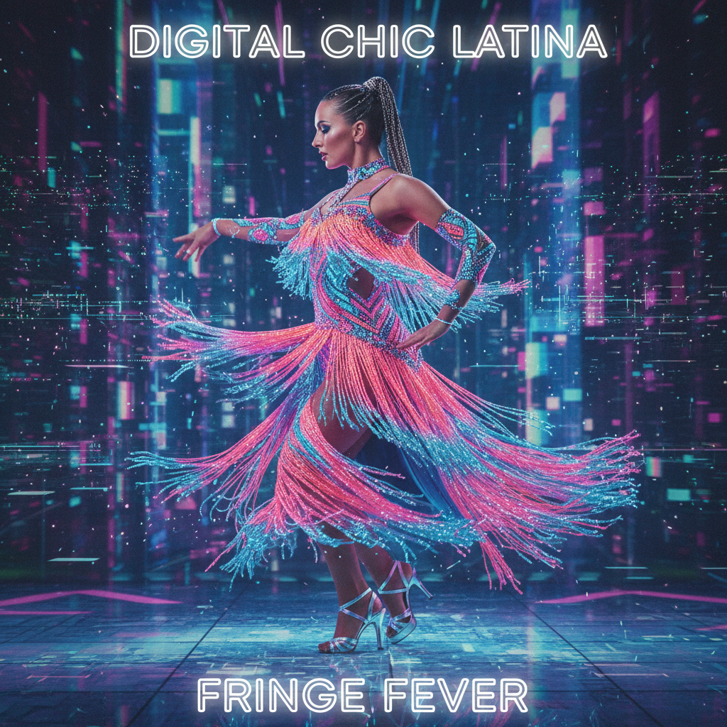 Яркое платье для латины с бахромой