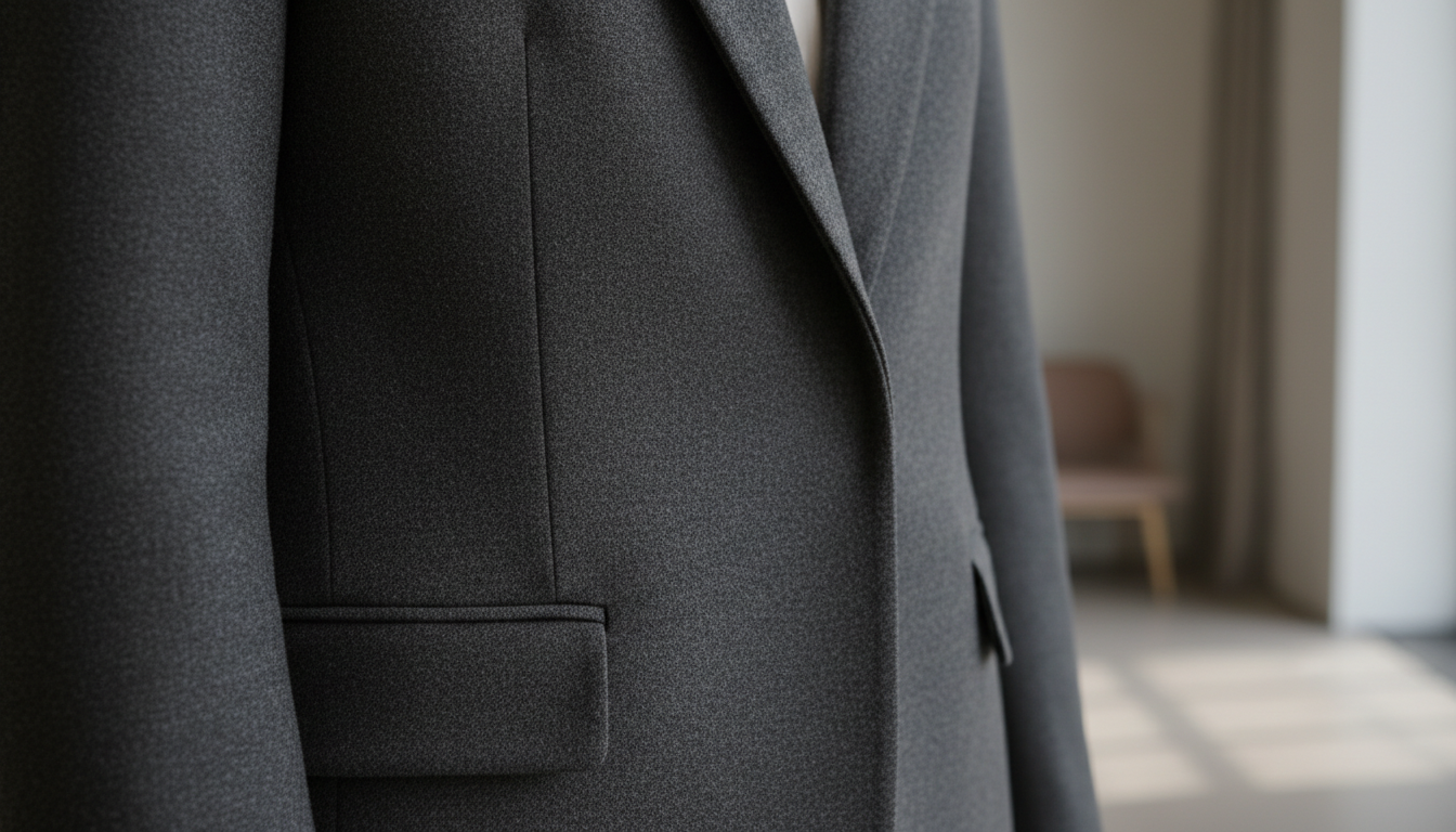 Крупный план идеального шва на структурированном жакете