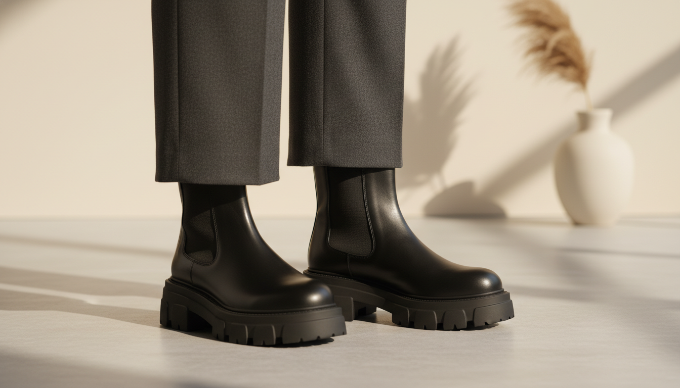 Массивные кожаные ботинки челси на толстой подошве