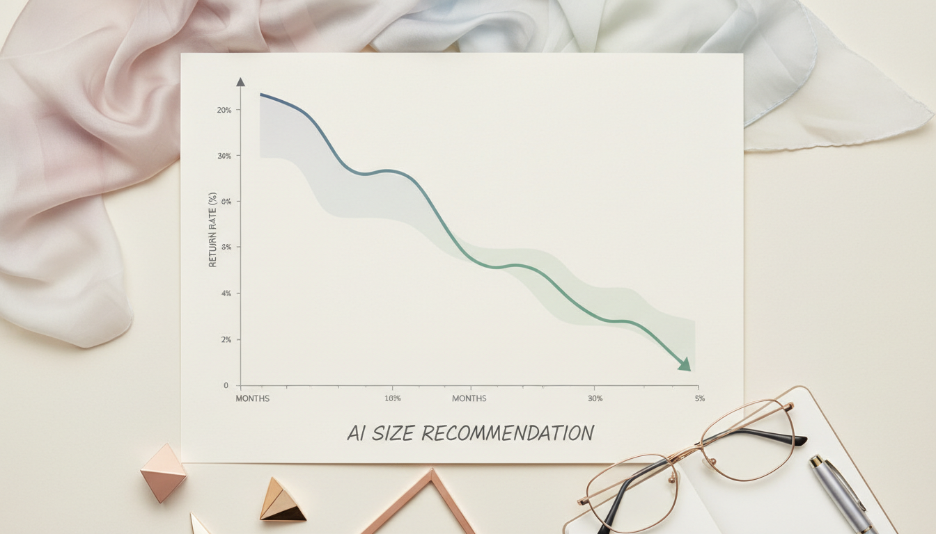График, показывающий снижение процента возвратов товаров благодаря AI-подбору размеров
