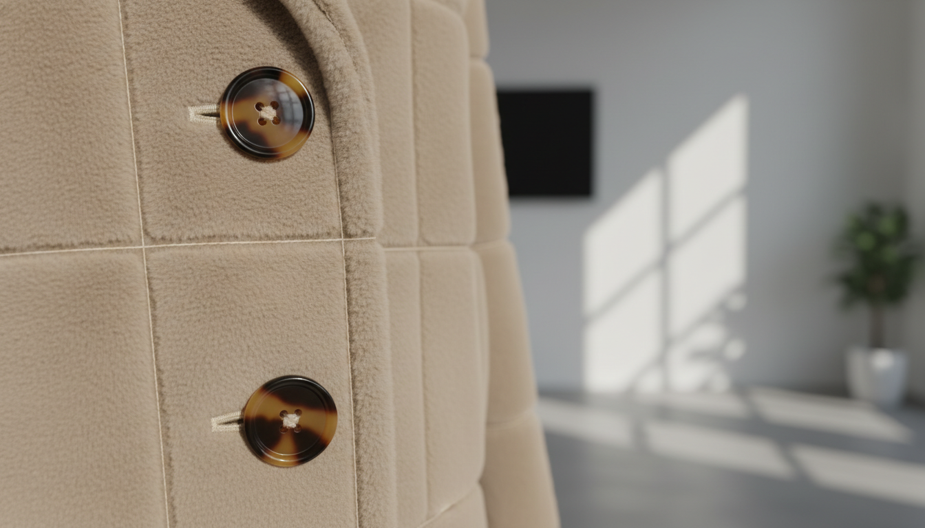Фурнитура Teddy Coat: крупные стильные пуговицы и аккуратные швы
