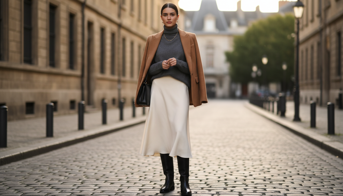 Девушка в жокейских сапогах и юбке миди с минимальным зазором