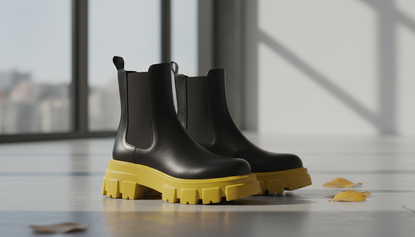 Массивные кожаные челси с яркой подошвой