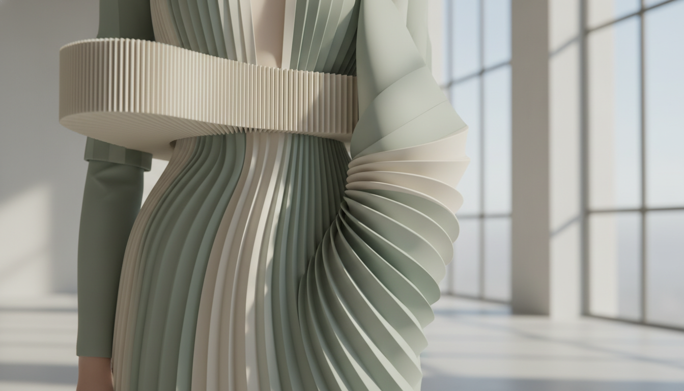 Деталь архитектурного платья с драпировкой цвета Мятный Латте
