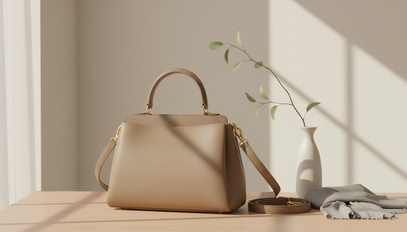 классическая кожаная сумка нейтрального цвета