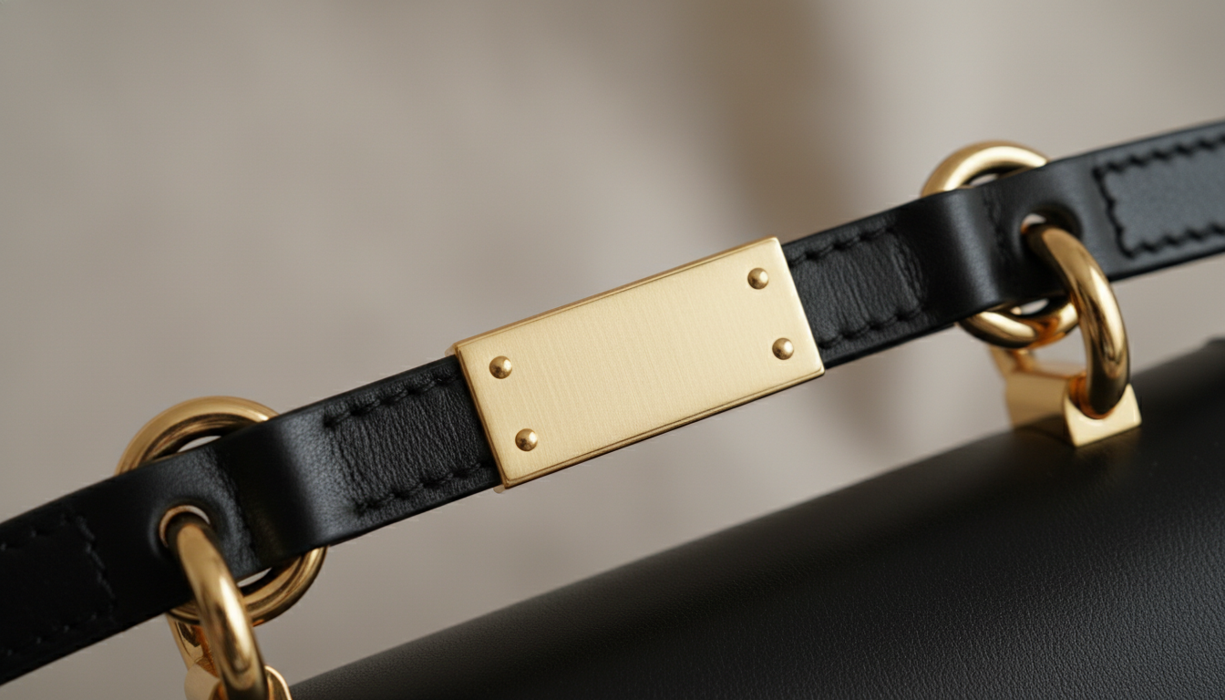 крупный план качественной металлической фурнитуры на сумке