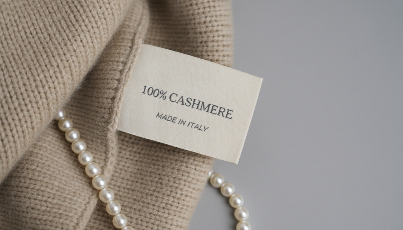 Изображение бирки с составом: 100% кашемир.