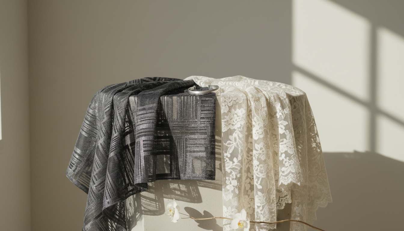 Сравнение фактур: техническая сетка и классическое шантильи.