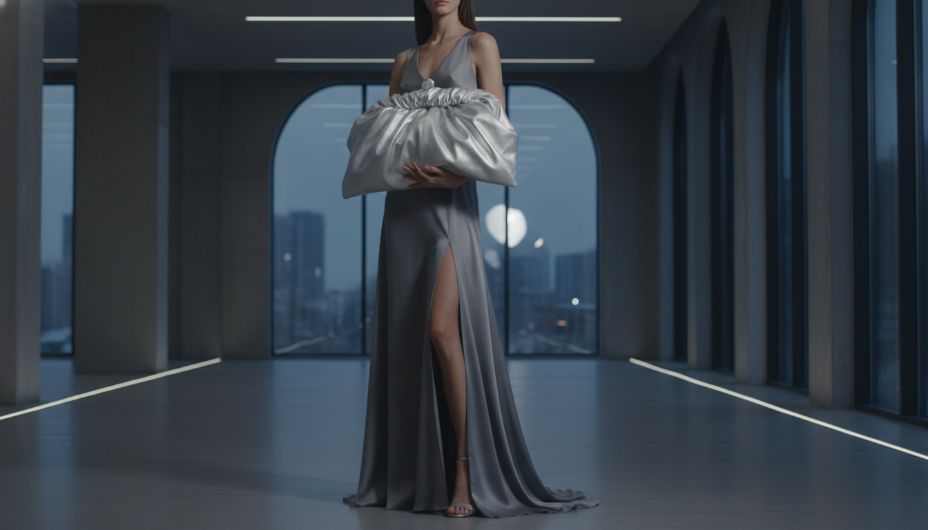 Стилизация гипертрофированного клатча с вечерним платьем.