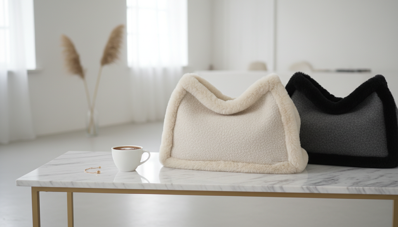 Примеры сумок-мешков из фактурной шерсти и меха.