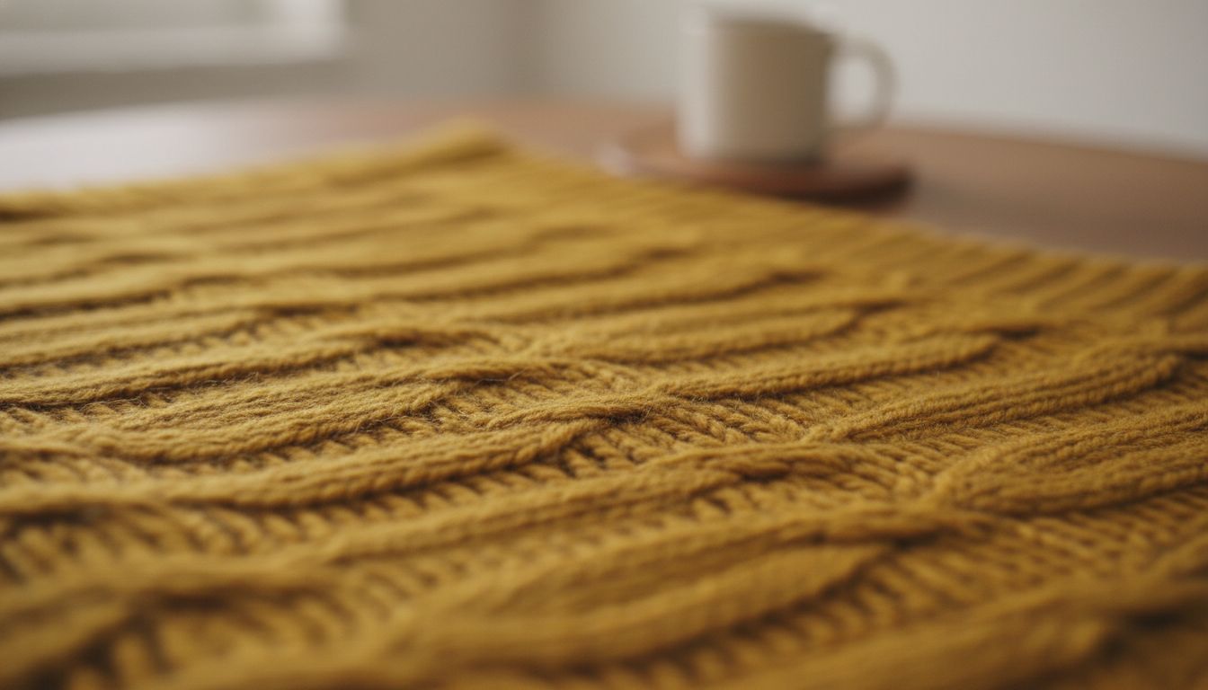 Крупный план текстуры шерстяного свитера оверсайз цвета Горчицы.